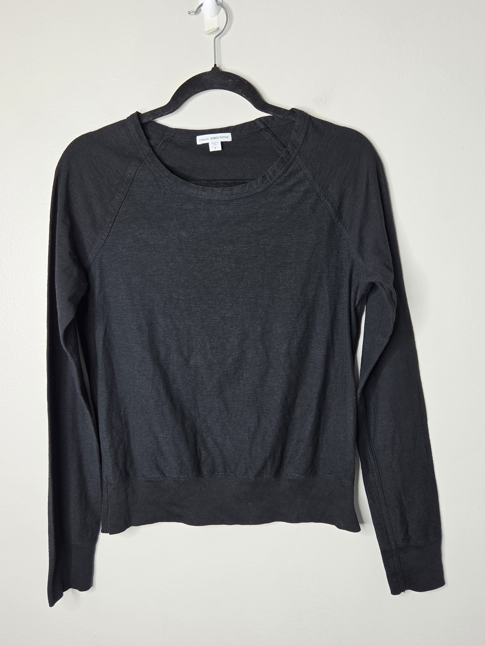 James Perse Black Raglan Sleeve Round Neck Top